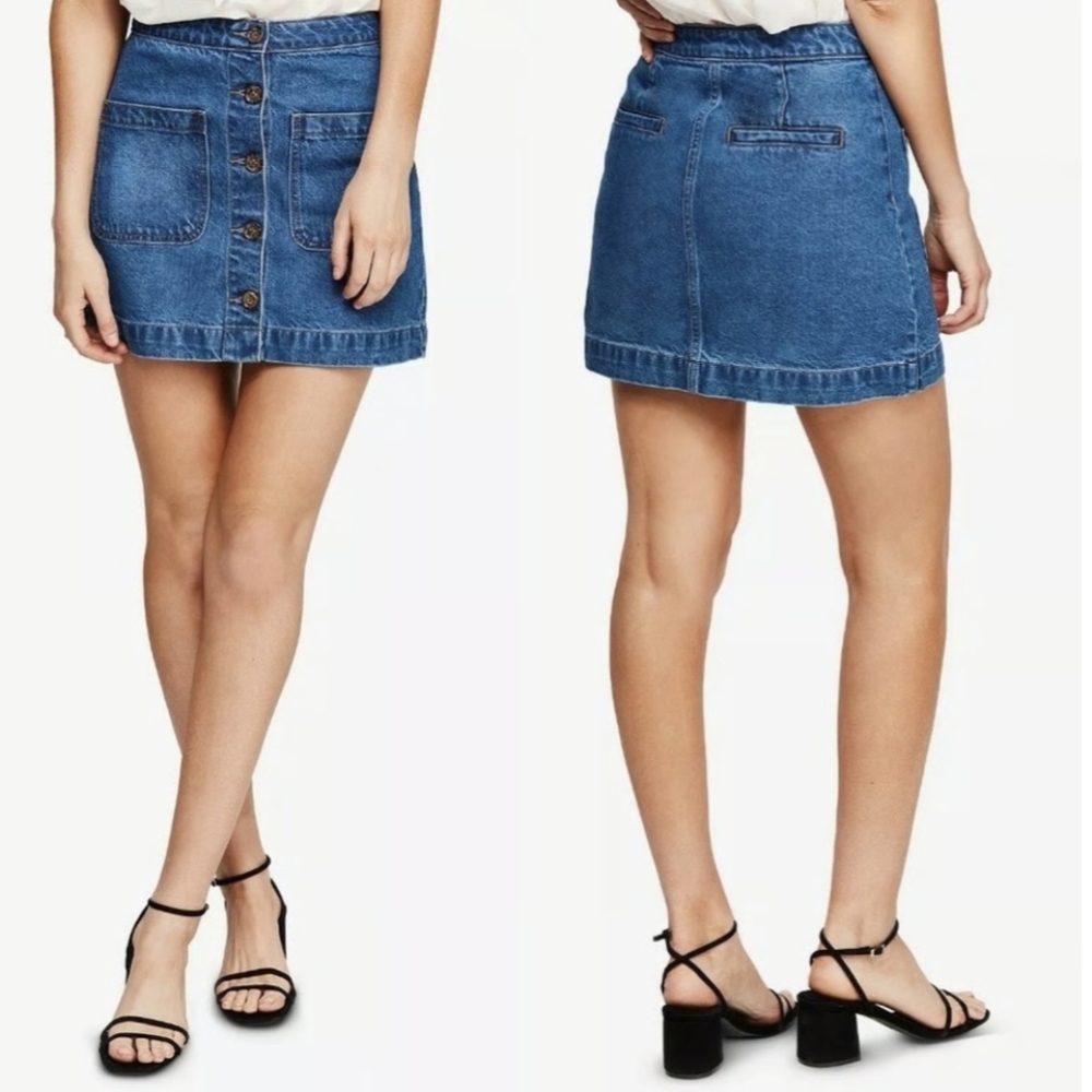 Free People Dont Get Me Wrong Button-front Denim Jean Skirt